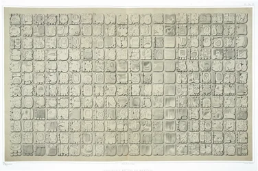 大きな銘板には、碑文の寺院、パレンケ、692年頃の表紙、「メキシコの古代遺跡」の34と35版、1866年にハンバートが刻まれました。